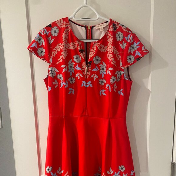 Red Floral Ted Baker Dress - Picture 1 of 4